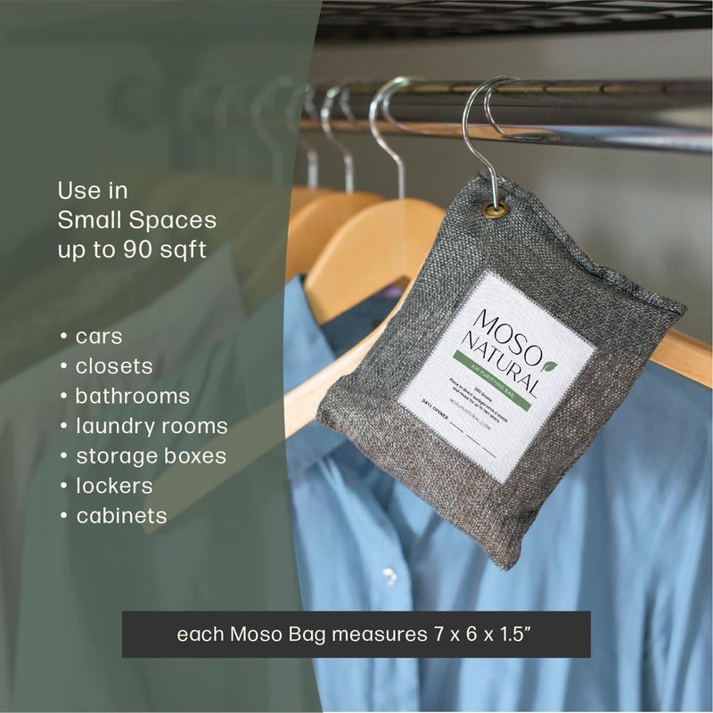 Moso Natural Air Purifying Bag 200g (5 Pack) HGTV Editor's Pick | Premium Bamboo Charcoal Odor Absorber for Home & Car | Closet Odor Eliminator & Car Air Freshener | Long Lasting Charcoal Bags - Image 5